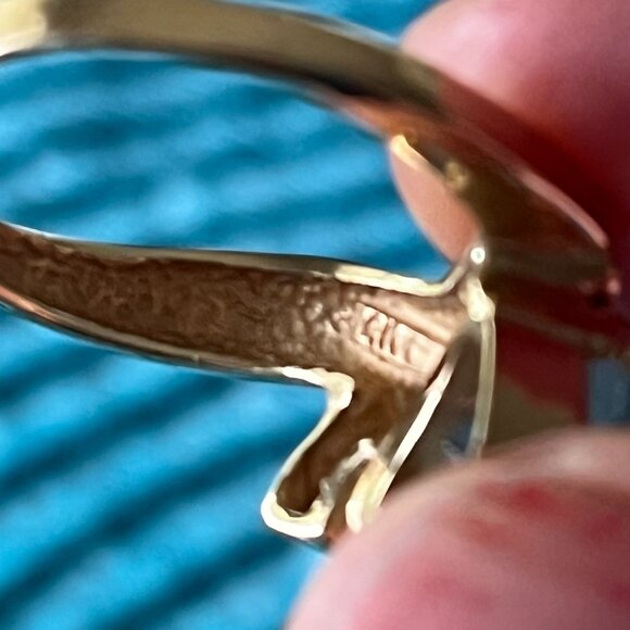 13K Yellow Gold Genuine Aquamarine & Diamonds Ring - Size 8 - Picture 3 of 5